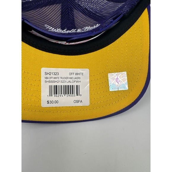 Mitchell & Ness Lakers Trucker Hat Snapback Purple Cream NBA Adjustable Cap - Picture 3 of 6
